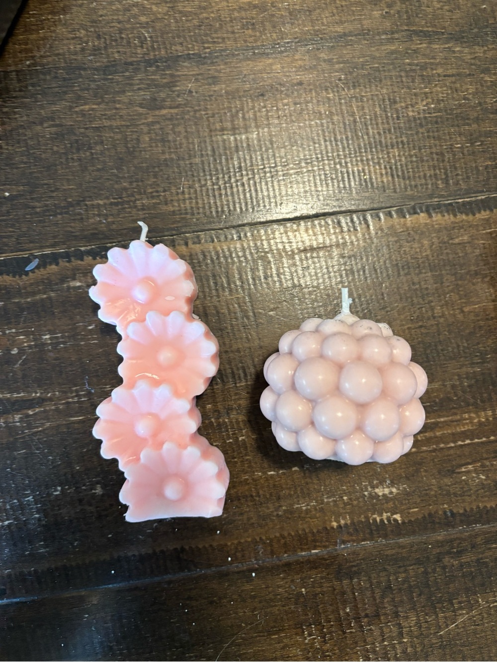 Pink Floral & Bubble Decorative Candle Set - Unbranded